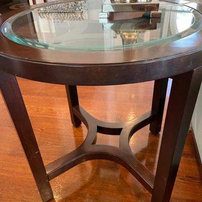 Magnussen Glass Cocoa Side Table (26” D x 26” H)  