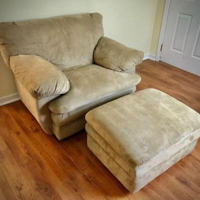 Suede Chair and Ottoman