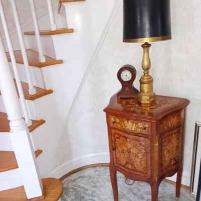 French marquetry bedside table/1 drawer & lower door