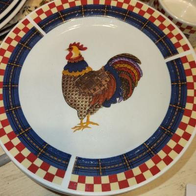 Calico rooster dishes