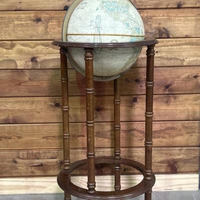 Vintage World Globe in Wooden Floor Stand, 40in t