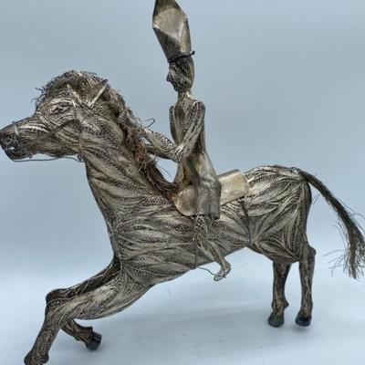 925 Silver Wire Horse Sculpture, Total Weight 10oz