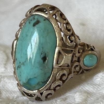Sterling Silver & Turquoise Ring, Size 6