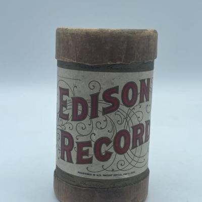 Antique Edison Cylinder Record in Container