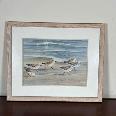 SHORE BIRDS PRINT  |
Print of a watercolor painting by Jacqueline Penney, showing birds on a beach