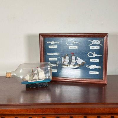 (2pc) NAUTICAL DECOR  |  
Including a ship in a bottle and a sailors knot display