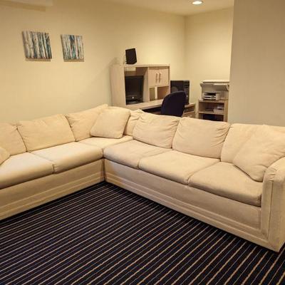 White Fabric Sectional Sofa