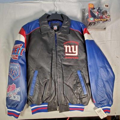 New York Giants Super Bowl Champions Leather Jacket 2007 & Sports Spuds Mr Potato Head Figures MIB