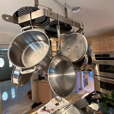 Pots pans and Stainless Pan holder