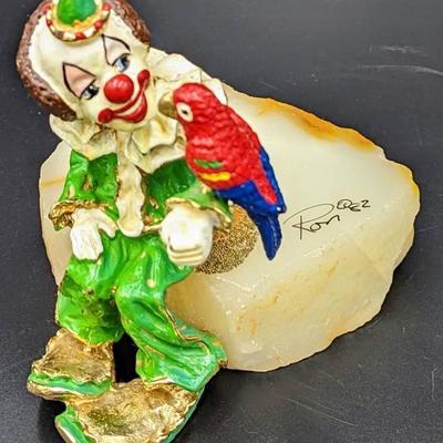 Signed 1982 Ron Lee 24K Gold Plated Clown Sculpture
