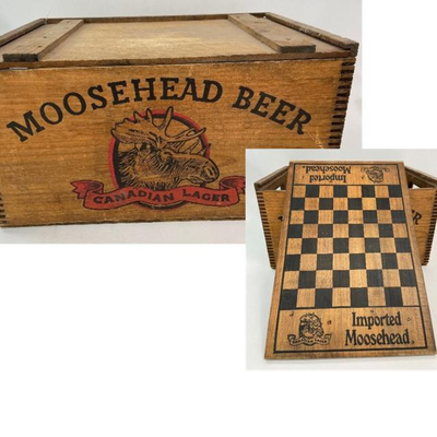 Moosehead Canadian Lager Wooden Advertising Box c1900s
