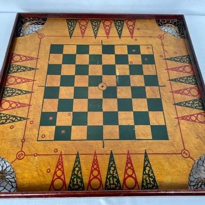 Antique Early 1900'S Archarena Crown and Carrom Combination Game Board with pieces
