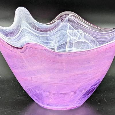Cypress Home Lavender Recycled Glass Scallop Bowl
