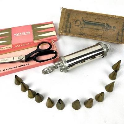 Wiss Pinking Shears and Ateco Marshall Field & Co Cake Ornamenting Syringe
