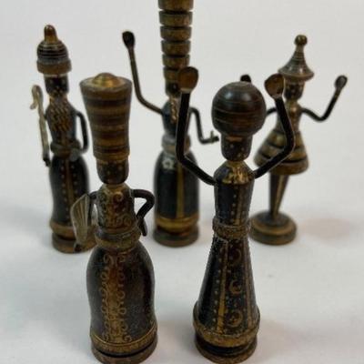 Judaica - Five Vintage Hans Teppich Brass Biblical Figurines - Israel c1960s
