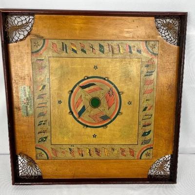 Antique Early 1900'S Archarena Crown and Carrom Combination Game Board with pieces
