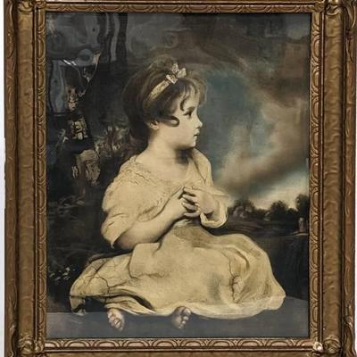 Sir Joshua Reynolds: Age of Innocence - Vintage Hand Tinted Framed Art Print
