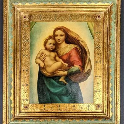 Framed Photorepreoduction of Raphael's Sistine Madonna - Osvaldo BÃ¶hm Religious Print
