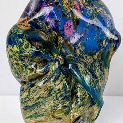 Stunning Multi Colored Blown Glass Art by Nancy Barnett 1992- #2099