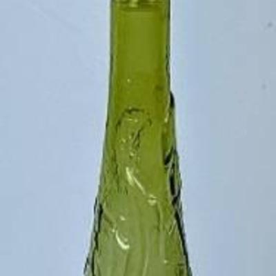 Vintage MCM Italian Empoli Genie Decanter Bottle in Pressed Green Glass