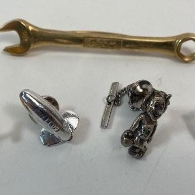 Vintage 1950's Snap-On Tool Tie Clip, Tie Tacks and a Bicentennial Pin
