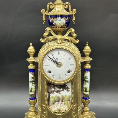 Imperial Gilt & Porcelain 16in Mantle Clock, Italy
Clockworks Made in Germany