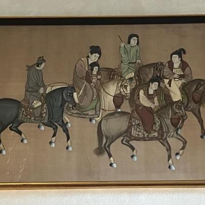 Chinese Silk Painting - Figures on Horseback