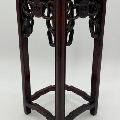 Carved Rosewood Plant Stand is 13.5in t x 6in Sq
