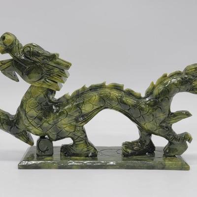 Natural Carved Jade Chinese Feng Shui Dragon