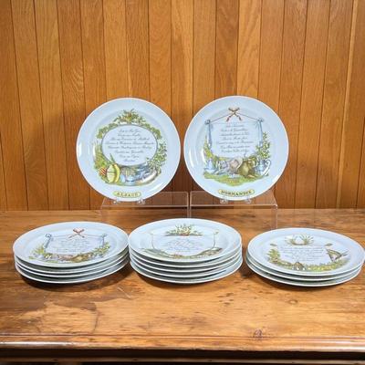 (14pc) LIMOGES PLATES  |
Frenchtown plates with transferware decoration - dia. 9.5 in.