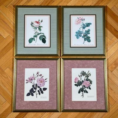 (4pc) BOTANICAL PRINTS  |
Reproduction prints of botanical engravings, uniformly framed, two with a blue mat and two with a pink mat - w....