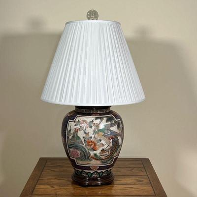 ENAMELED PORCELAIN LAMP  |  
Japanese style vase base depicting birds and flowers - h. 33 x dia. 20 in. (vase height x diameter : 15.5 x...