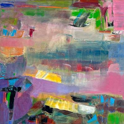 BEVERLY BRODSKY (American, 20th C.)  | 
Sunset
Oil on canvas
Abstraction in colors
Signed on verso and titled
w. 36.5 x h. 36.5 x dia....