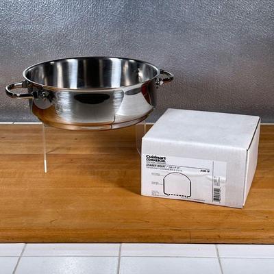 (2pc) CUISINART DRAINER INSERTS  |
Cuisinart commercial stainless steel drainer inserts, including a 4x7 inch strainer and a 10.5 inch...