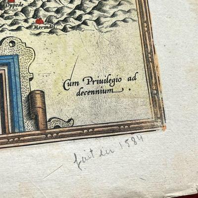 ABRAHAM ORTELIUS MAP | Color engraving containing three maps of southeastern France; "Gallia Narbonens"  "Sabaudiae...