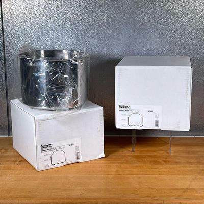 (2pc) CUISINART DRAINER INSERTS  |
Cuisinart commercial stainless cookware, including a 6-7/8 in. tall strainer and a 8-1/4 inch. tall...