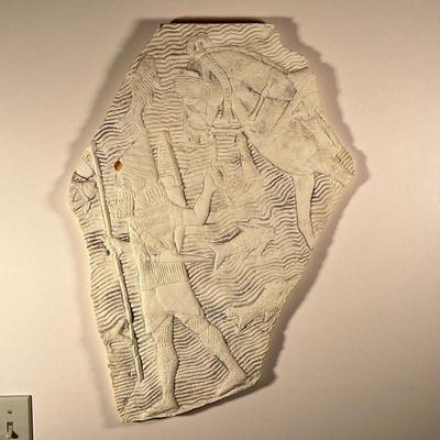 PLASTER CAST STELE  |
Showing an Egyptian figure with horse - w. 19 x h. 26 in.