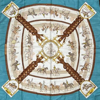 HERMES LEDOUX SCARF  |
"Les Allures de Cheval" 100% silk scarf - w. 34.5 x h. 34.5 in.
