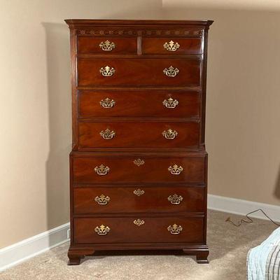 BAKER CHEST OF DRAWERS  |
Tall dresser designed in two sections, the upper section with two drawers over three full with drawers, the...