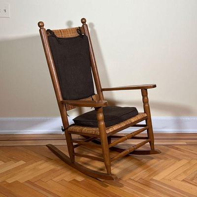 CAROLINA ROCKER  |  
P&P Chair Company, wood rocking chair with a rush seat and backrest - l. 32.5 x w. 24 x h. 42.75 in.
