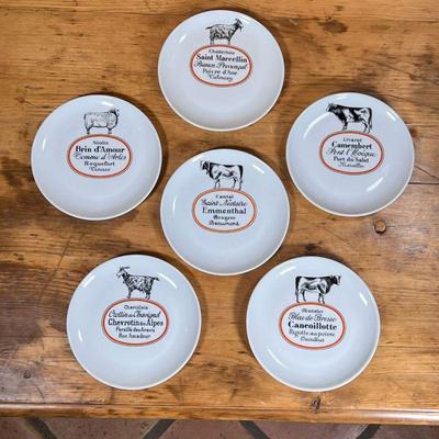 (6pc) FRENCH CHEESE PLATES  |
Porcelaine D'Auteuil regional cheese plates showing different cows and sheep and describing different...