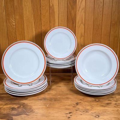 (18pc) D'AUTEUIL PLATES  |
French Porcelaine D'Auteuil Bistrot Rust Orange plates, including six 7-5/8 inch plates, six 9-inch...