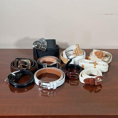LADY'S LEATHER BELTS  |
Leather and other belts, some marked, some unmarked, most are likely around 32 inches