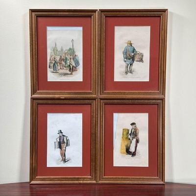 (4pc) FRENCH ETCHINGS  |
Pauquet and others in wood frames - w. 11 x h. 13.5 in.
