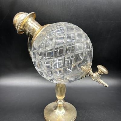 Crystal Globe Decanter on Brass-Tone Stand
