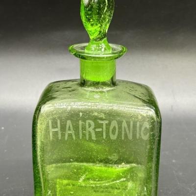 Antique Barber Shop Hair Tonic Bottle w/ Stopper
