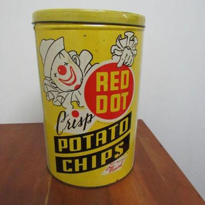 Red Dot potato chip tin 