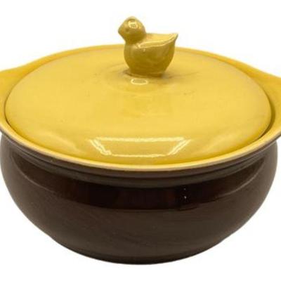 Lot 186
Vintage Hall Pottery Casserole with Chick Lid