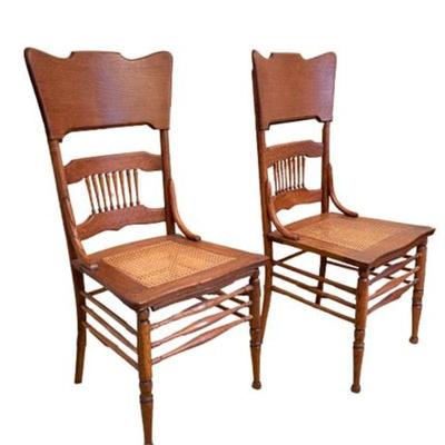 Lot 020-
Antique Oak Farmhouse Chairs Three(3)