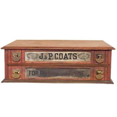 Lot 273
Antique J. & P. Coats Merchantile Counter Top Spool Cabinet Box